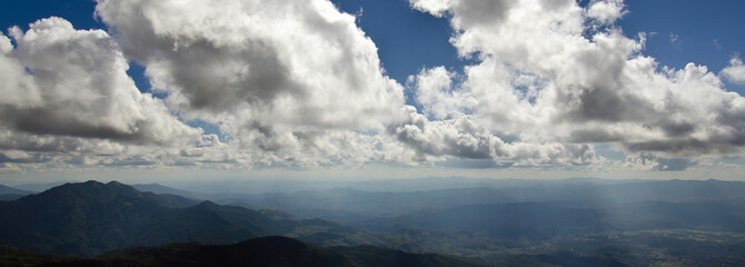 Panoramic view of mountain and cloudy sky at the top view of Chi