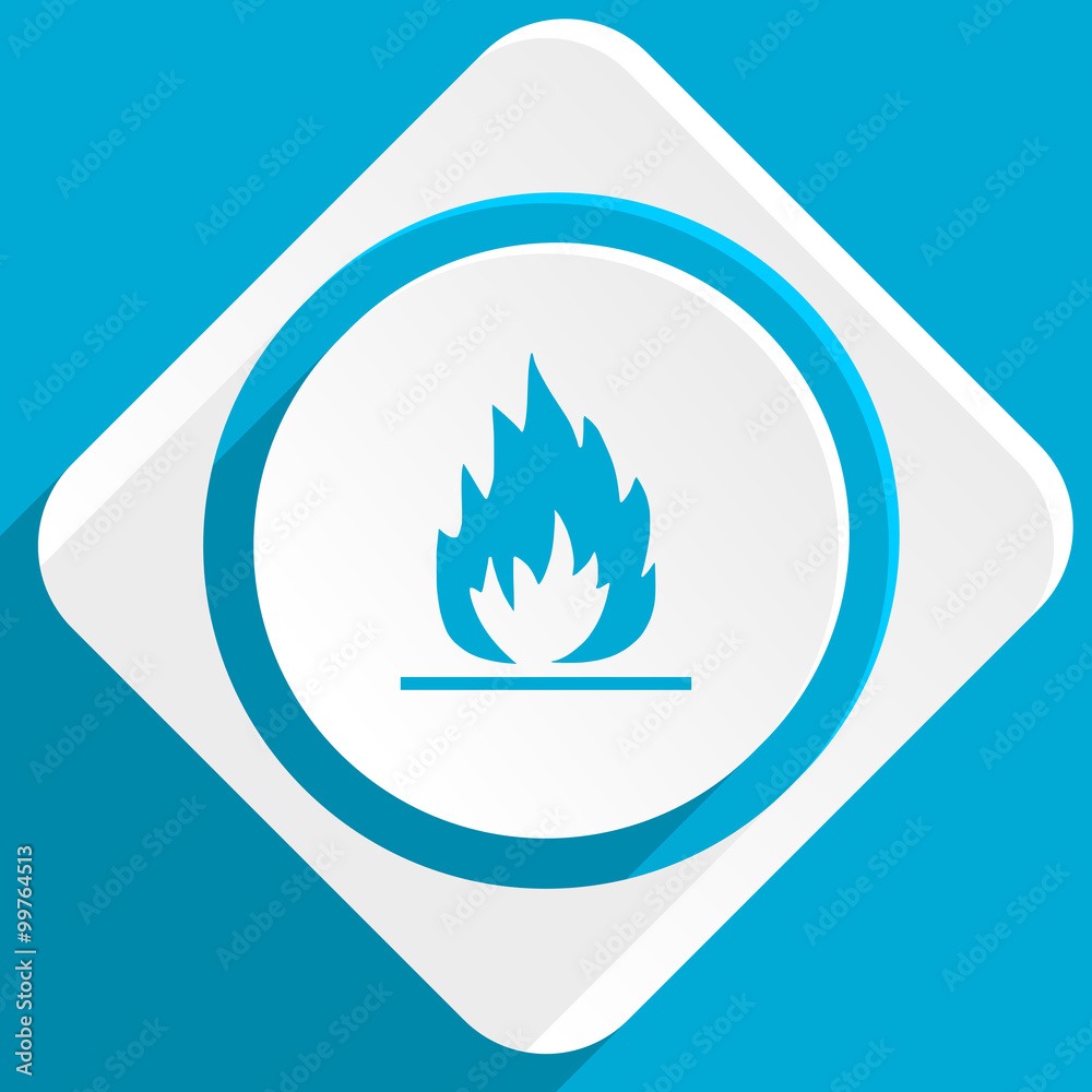 Poster flame blue flat design modern icon for web and mobile app