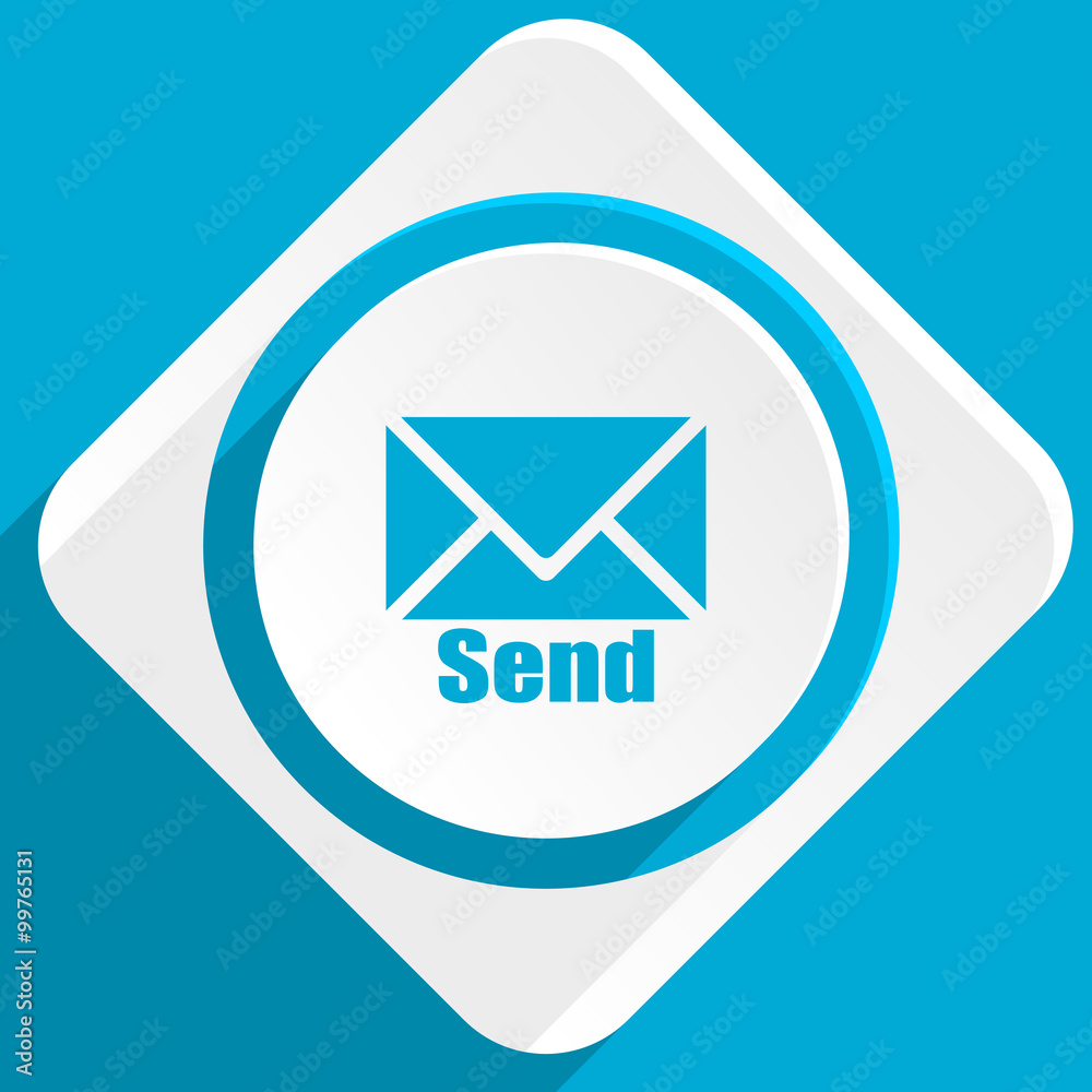Poster send blue flat design modern icon for web and mobile app