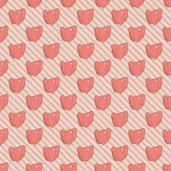 Seamless cute pattern with hearts and wings. Vector repeating texture