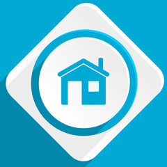 Fototapeta na wymiar house blue flat design modern icon for web and mobile app
