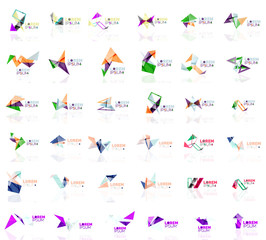 Fototapeta na wymiar Set of linear abstract logos and swirl shapes. Company emblem, business icon