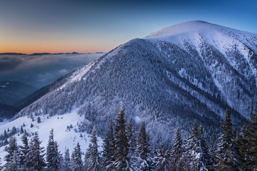 Fototapeta na wymiar Sunrise over the Mala Fatra Mountains, Slovakia