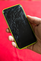 detail of a shattered smartphone screen