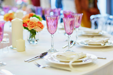 Table set for an event party or wedding reception