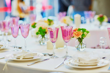 Table set for an event party or wedding reception