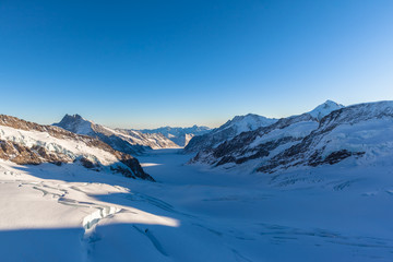 Fototapeta na wymiar Stunning view of Aletschglacier from Jungfraujoch