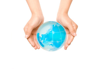 Hands Holding Crystal Globe