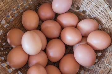 Eggs chicken farm in basket,selection focus.