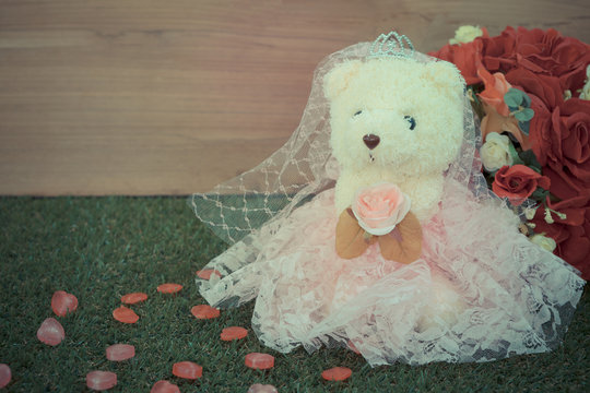 Romantic toy Bear in wedding scene