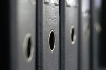 Close up of ring binders