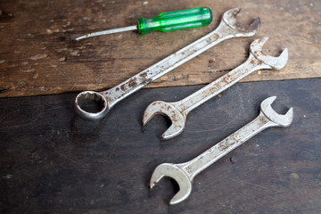 tool vintage on wood 