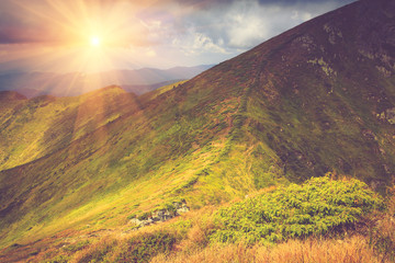 Beautiful mountain landscape at sunshine.