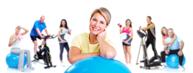 Obraz premium Senior woman doing yoga.