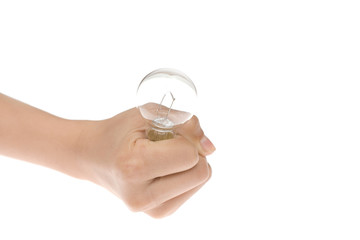 電球を持つ子供の手