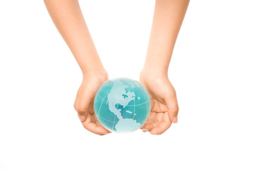Hands Holding Crystal Globe
