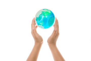 Hands Holding Crystal Globe