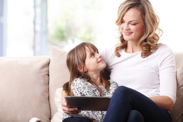 Happy mother and daughter