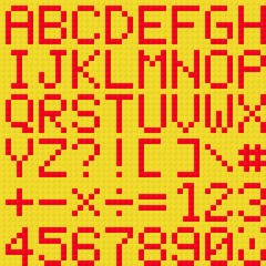 Alphabet and numbers from plastic cubes