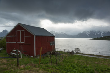 Norway, fishing village and mountains