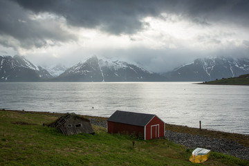 Norway, fishing village and mountains
