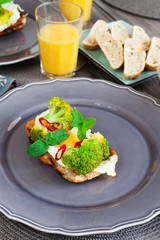 Healthy breakfast with egg and vegetables