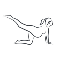 Obraz na płótnie Canvas Pregnant women in yoga pose in line art style. Vector