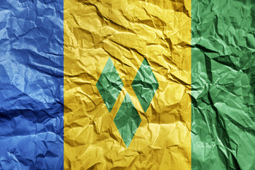 Saint Vincent and the Grenadines flag painted on crumpled paper