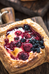 Healthy breakfast,winter berry croissant