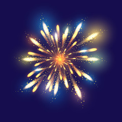 Fireworks illustration, dark background with firework show