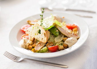 Table served with tasty meals