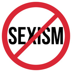 no sexism symbol, red and black isolated vector