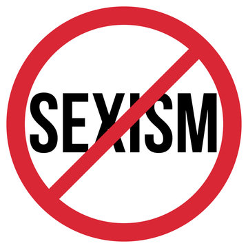 no sexism symbol, red and black isolated vector