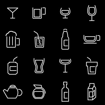 Vector line beverages icon set. Beverages Icon Object, Beverages Icon Picture, Beverages Icon Image - stock vector