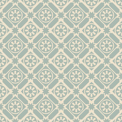 Elegant antique background image of round flower star check pattern.
