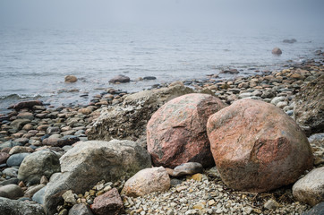 Coast of Baltic sea in a fog