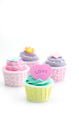 Colorful color cupcake isolated