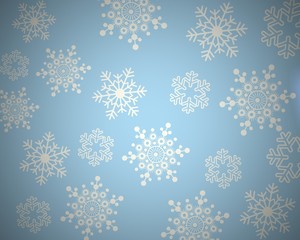 Multiple White Snowflakes on Sky Blue Background