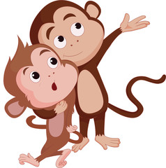 The years of monkeys.Vector and illustration Cartoon character on a white background.