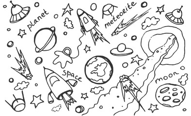 Doodle vector set of cosmos