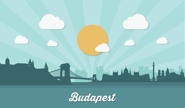 Budapest Skyline - Flat Design