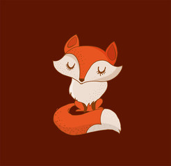 Fox, cute, lovely illustration and greetin card