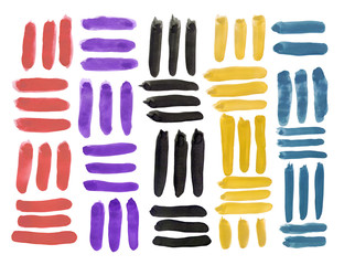 Obraz premium Abstract Multi-colored strokes in a geometric style painted with gouache