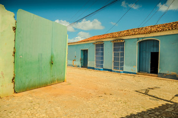 Vibrant colonial houses on street in Trinidad,Cuba