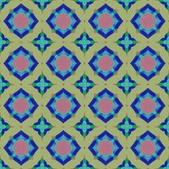 Seamless colorful oriental abstract carpet pattern with circular and star shapes