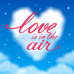 Romantic Valentine’s day background with a heart shaped cloud