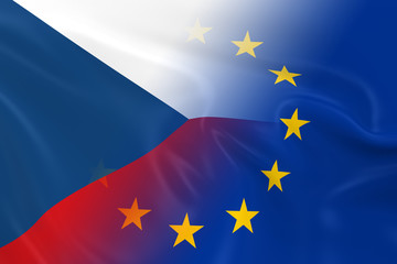 Czech and European Relations Concept Image - Flags of the Czech
