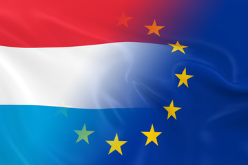 Luxembourgian and European Relations Concept Image - Flags of Lu