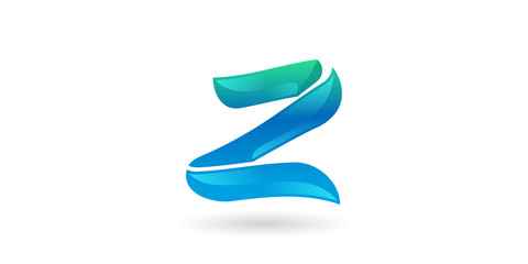 Z Blue Wave Letter Logo