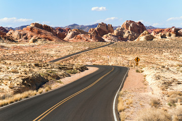 Fototapeta na wymiar Road through Valley of Fire State Park, Nevada, USA